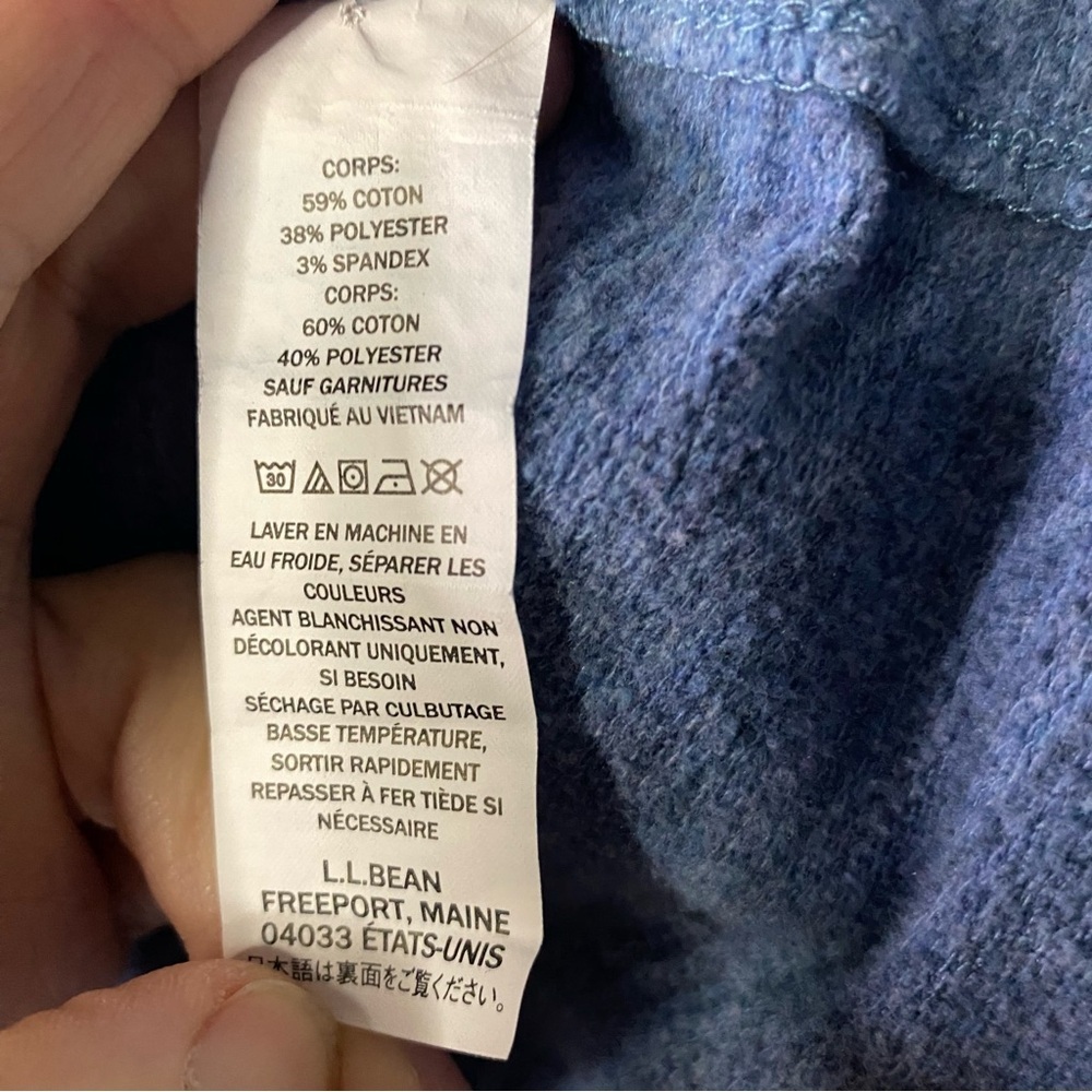 L.L Bean Women heather light blue cowl neck pullover size small petite - Picture 7 of 9